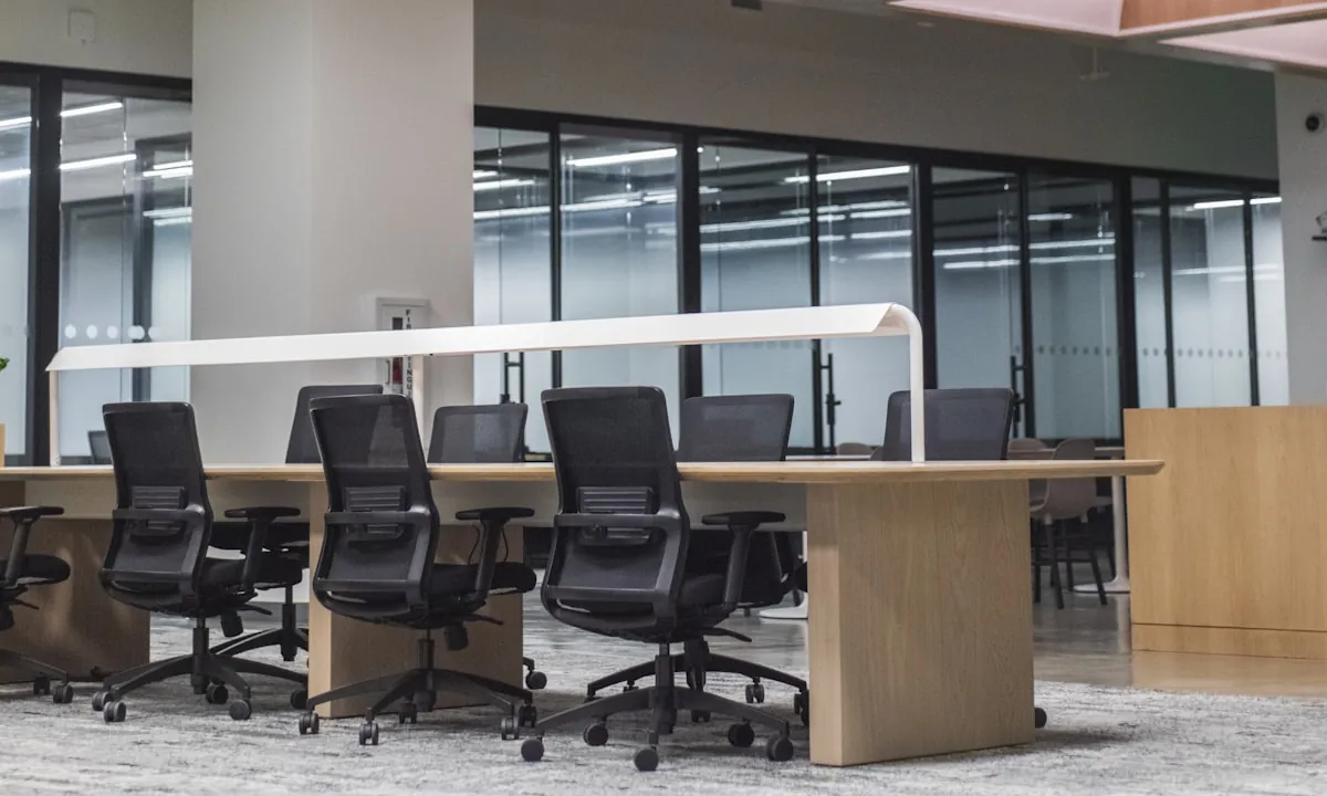 Retired office furniture gathered for commercial removal