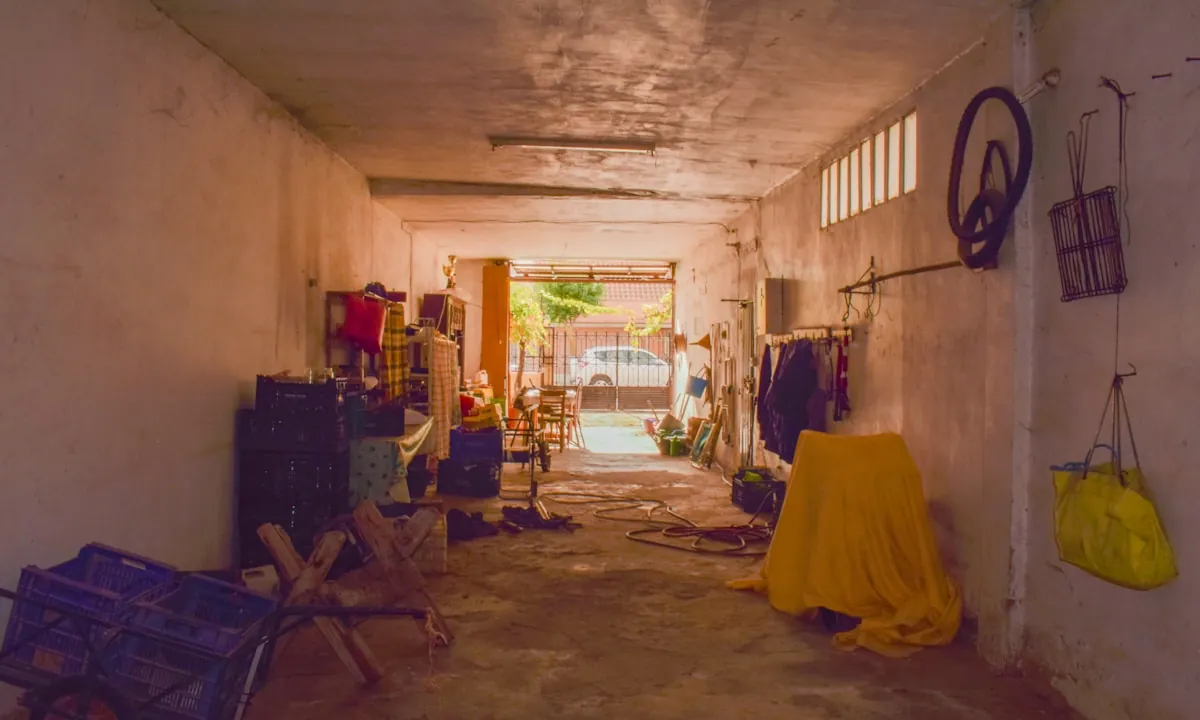 Garage holding unwanted furniture and household storage